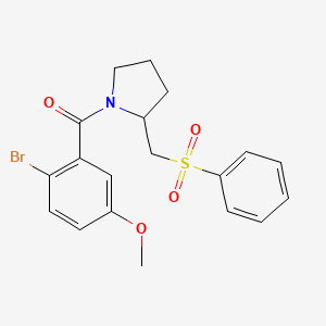 molecular formula C19H20BrNO4S B2582440 (2-Bromo-5-methoxyphenyl)(2-((phenylsulfonyl)methyl)pyrrolidin-1-yl)methanone CAS No. 1798487-80-5