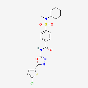 molecular formula C20H21ClN4O4S2 B2582443 N-[5-(5-chlorothiophen-2-yl)-1,3,4-oxadiazol-2-yl]-4-[cyclohexyl(methyl)sulfamoyl]benzamide CAS No. 533872-24-1