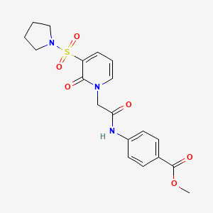 molecular formula C19H21N3O6S B2582450 methyl 4-(2-(2-oxo-3-(pyrrolidin-1-ylsulfonyl)pyridin-1(2H)-yl)acetamido)benzoate CAS No. 1251679-41-0