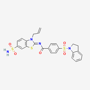 molecular formula C25H22N4O5S3 B2582451 (Z)-N-(3-allyl-6-sulfamoylbenzo[d]thiazol-2(3H)-ylidene)-4-(indolin-1-ylsulfonyl)benzamide CAS No. 865197-20-2