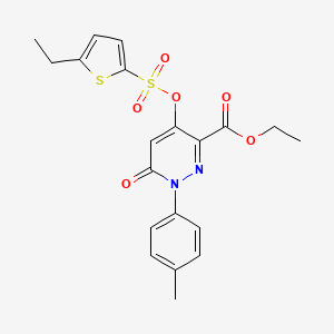 molecular formula C20H20N2O6S2 B2582454 Ethyl 4-(((5-ethylthiophen-2-yl)sulfonyl)oxy)-6-oxo-1-(p-tolyl)-1,6-dihydropyridazine-3-carboxylate CAS No. 886951-64-0