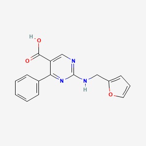 molecular formula C16H13N3O3 B2582461 2-[(2-Furylmethyl)amino]-4-phenyl-5-pyrimidinecarboxylic acid CAS No. 862838-46-8