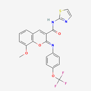 molecular formula C21H14F3N3O4S B2582465 (2Z)-8-methoxy-N-(1,3-thiazol-2-yl)-2-{[4-(trifluoromethoxy)phenyl]imino}-2H-chromene-3-carboxamide CAS No. 1327171-15-2