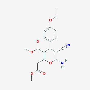 molecular formula C19H20N2O6 B2582466 methyl 6-amino-5-cyano-4-(4-ethoxyphenyl)-2-(2-methoxy-2-oxoethyl)-4H-pyran-3-carboxylate CAS No. 865660-07-7