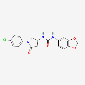 molecular formula C18H16ClN3O4 B2582468 1-(Benzo[d][1,3]dioxol-5-yl)-3-(1-(4-chlorophenyl)-5-oxopyrrolidin-3-yl)urea CAS No. 894030-56-9