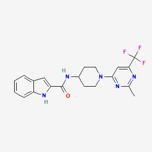 molecular formula C20H20F3N5O B2582473 N-{1-[2-methyl-6-(trifluoromethyl)pyrimidin-4-yl]piperidin-4-yl}-1H-indole-2-carboxamide CAS No. 1775528-50-1