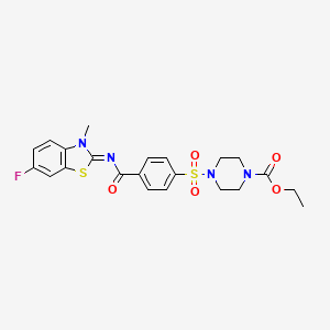 molecular formula C22H23FN4O5S2 B2582481 (E)-ethyl 4-((4-((6-fluoro-3-methylbenzo[d]thiazol-2(3H)-ylidene)carbamoyl)phenyl)sulfonyl)piperazine-1-carboxylate CAS No. 399001-47-9