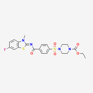 molecular formula C22H23FN4O5S2 B2582481 (E)-乙基 4-((4-((6-氟-3-甲基苯并[d]噻唑-2(3H)-亚甲基)氨基羰基)苯基)磺酰基)哌嗪-1-羧酸酯 CAS No. 399001-47-9