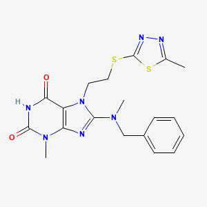 molecular formula C19H21N7O2S2 B2582482 8-(benzyl(methyl)amino)-3-methyl-7-(2-((5-methyl-1,3,4-thiadiazol-2-yl)thio)ethyl)-1H-purine-2,6(3H,7H)-dione CAS No. 685860-63-3