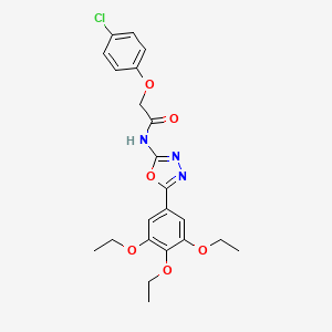 molecular formula C22H24ClN3O6 B2582483 2-(4-chlorophenoxy)-N-[5-(3,4,5-triethoxyphenyl)-1,3,4-oxadiazol-2-yl]acetamide CAS No. 891126-69-5