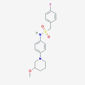 molecular formula C19H23FN2O3S B2582484 1-(4-氟苯基)-N-(4-(3-甲氧基哌啶-1-基)苯基)甲磺酰胺 CAS No. 1797873-27-8