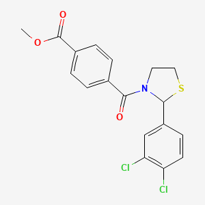 Methyl 4-(2-(3,4-dichlorophenyl)thiazolidine-3-carbonyl)benzoate