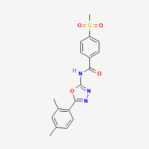 molecular formula C18H17N3O4S B2582492 N-[5-(2,4-dimethylphenyl)-1,3,4-oxadiazol-2-yl]-4-methylsulfonylbenzamide CAS No. 896346-32-0