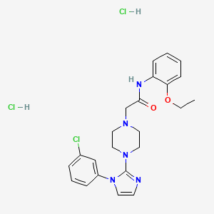molecular formula C23H28Cl3N5O2 B2582493 2-(4-(1-(3-chlorophenyl)-1H-imidazol-2-yl)piperazin-1-yl)-N-(2-ethoxyphenyl)acetamide dihydrochloride CAS No. 1331212-03-3