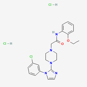 molecular formula C23H28Cl3N5O2 B2582493 2-(4-(1-(3-氯苯基)-1H-咪唑-2-基)哌嗪-1-基)-N-(2-乙氧基苯基)乙酰胺二盐酸盐 CAS No. 1331212-03-3