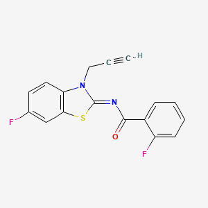 2-fluoro-N-(6-fluoro-3-prop-2-ynyl-1,3-benzothiazol-2-ylidene)benzamide