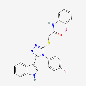 B2582497 N-(2-fluorophenyl)-2-((4-(4-fluorophenyl)-5-(1H-indol-3-yl)-4H-1,2,4-triazol-3-yl)thio)acetamide CAS No. 946309-18-8