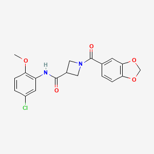 molecular formula C19H17ClN2O5 B2582498 1-(benzo[d][1,3]dioxole-5-carbonyl)-N-(5-chloro-2-methoxyphenyl)azetidine-3-carboxamide CAS No. 1396806-75-9