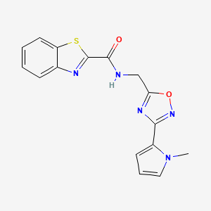 molecular formula C16H13N5O2S B2582511 N-((3-(1-methyl-1H-pyrrol-2-yl)-1,2,4-oxadiazol-5-yl)methyl)benzo[d]thiazole-2-carboxamide CAS No. 2034453-28-4