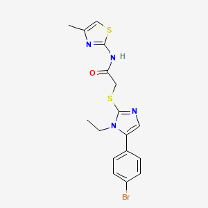 molecular formula C17H17BrN4OS2 B2582527 2-((5-(4-bromophenyl)-1-ethyl-1H-imidazol-2-yl)thio)-N-(4-methylthiazol-2-yl)acetamide CAS No. 939685-17-3