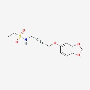 molecular formula C13H15NO5S B2582531 N-(4-(苯并[d][1,3]二氧杂环-5-氧基)丁-2-炔-1-基)乙磺酰胺 CAS No. 1448137-14-1