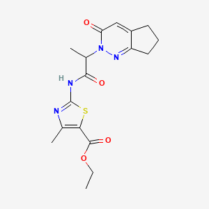 molecular formula C17H20N4O4S B2582536 4-甲基-2-(2-(3-氧代-3,5,6,7-四氢-2H-环戊[c]吡啶嗪-2-基)丙酰氨基)噻唑-5-羧酸乙酯 CAS No. 2034307-99-6