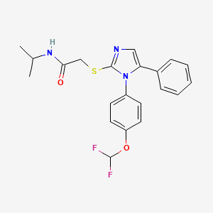 molecular formula C21H21F2N3O2S B2582544 2-((1-(4-(difluoromethoxy)phenyl)-5-phenyl-1H-imidazol-2-yl)thio)-N-isopropylacetamide CAS No. 1226438-03-4