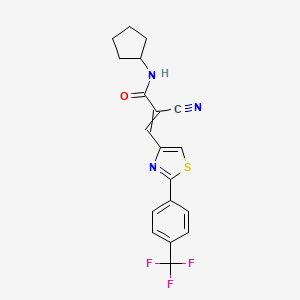 molecular formula C19H16F3N3OS B2582545 2-cyano-N-cyclopentyl-3-{2-[4-(trifluoromethyl)phenyl]-1,3-thiazol-4-yl}prop-2-enamide CAS No. 1394798-83-4
