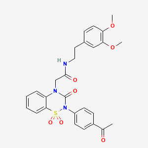 2-(2-(4-acetylphenyl)-1,1-dioxido-3-oxo-2H-benzo[e][1,2,4]thiadiazin-4(3H)-yl)-N-(3,4-dimethoxyphenethyl)acetamide