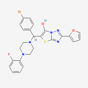 molecular formula C25H21BrFN5O2S B2582553 5-((4-Bromophenyl)(4-(2-fluorophenyl)piperazin-1-yl)methyl)-2-(furan-2-yl)thiazolo[3,2-b][1,2,4]triazol-6-ol CAS No. 898465-53-7