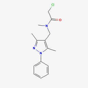 molecular formula C15H18ClN3O B2582555 2-Chloro-N-[(3,5-dimethyl-1-phenylpyrazol-4-yl)methyl]-N-methylacetamide CAS No. 2411265-20-6