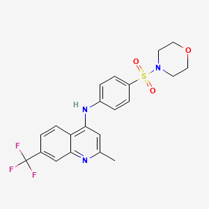 molecular formula C21H20F3N3O3S B2582562 2-methyl-N-(4-(morpholinosulfonyl)phenyl)-7-(trifluoromethyl)quinolin-4-amine CAS No. 881940-88-1
