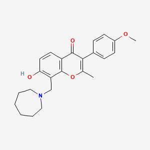 molecular formula C24H27NO4 B2582572 8-(azepan-1-ylmethyl)-7-hydroxy-3-(4-methoxyphenyl)-2-methyl-4H-chromen-4-one CAS No. 637753-59-4