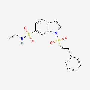 molecular formula C18H20N2O4S2 B2582577 N-乙基-1-(2-苯乙烯磺酰基)-2,3-二氢-1H-吲哚-6-磺酰胺 CAS No. 1376442-65-7