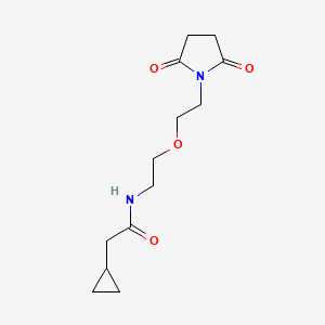 molecular formula C13H20N2O4 B2582580 2-cyclopropyl-N-(2-(2-(2,5-dioxopyrrolidin-1-yl)ethoxy)ethyl)acetamide CAS No. 2034615-07-9