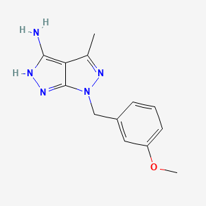 molecular formula C13H15N5O B2582583 6-[(3-methoxyphenyl)methyl]-4-methyl-5H,6H-[1,2]diazolo[3,4-c]pyrazol-3-amine CAS No. 1280804-28-5