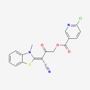 [(3E)-3-cyano-3-(3-methyl-1,3-benzothiazol-2-ylidene)-2-oxopropyl] 6-chloropyridine-3-carboxylate