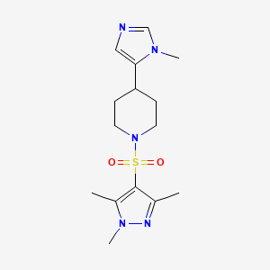 molecular formula C15H23N5O2S B2582597 4-(3-Methylimidazol-4-yl)-1-(1,3,5-trimethylpyrazol-4-yl)sulfonylpiperidine CAS No. 2310102-14-6