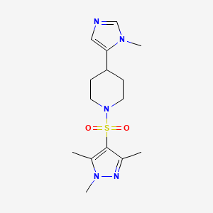 molecular formula C15H23N5O2S B2582597 4-(1-methyl-1H-imidazol-5-yl)-1-[(1,3,5-trimethyl-1H-pyrazol-4-yl)sulfonyl]piperidine CAS No. 2310102-14-6