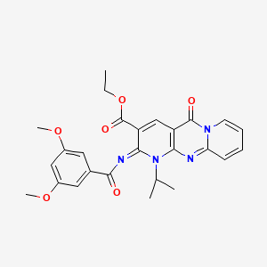 molecular formula C26H26N4O6 B2582602 (Z)-ethyl 2-((3,5-dimethoxybenzoyl)imino)-1-isopropyl-5-oxo-2,5-dihydro-1H-dipyrido[1,2-a:2',3'-d]pyrimidine-3-carboxylate CAS No. 534567-13-0