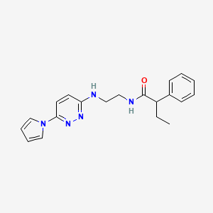 molecular formula C20H23N5O B2582608 N-(2-((6-(1H-吡咯-1-基)嘧啶并哒嗪-3-基)氨基)乙基)-2-苯基丁酰胺 CAS No. 1428373-35-6