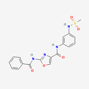 molecular formula C18H16N4O5S B2582616 2-苯甲酰胺-N-(3-(甲磺酰胺)苯基)恶唑-4-甲酰胺 CAS No. 1286719-20-7