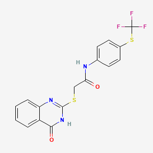 molecular formula C17H12F3N3O2S2 B2582617 2-[(4-氧代-3,4-二氢-2-喹唑啉基)硫代]-N-{4-[(三氟甲基)硫代]苯基}乙酰胺 CAS No. 1022421-80-2