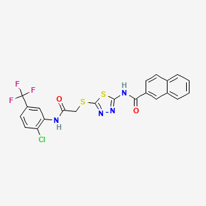 molecular formula C22H14ClF3N4O2S2 B2582620 N-(5-((2-((2-氯-5-(三氟甲基)苯基)氨基)-2-氧代乙基)硫)-1,3,4-噻二唑-2-基)-2-萘酰胺 CAS No. 391869-75-3