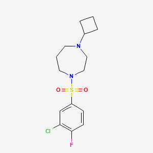 molecular formula C15H20ClFN2O2S B2582621 1-((3-氯-4-氟苯基)磺酰基)-4-环丁基-1,4-二氮杂环戊烷 CAS No. 2309777-01-1