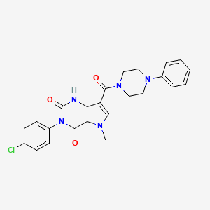 molecular formula C24H22ClN5O3 B2582625 3-(4-氯苯基)-5-甲基-7-(4-苯基哌嗪-1-羰基)-1H-吡咯并[3,2-d]嘧啶-2,4(3H,5H)-二酮 CAS No. 921852-42-8