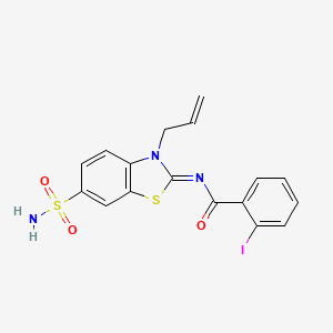 molecular formula C17H14IN3O3S2 B2582633 (Z)-N-(3-allyl-6-sulfamoylbenzo[d]thiazol-2(3H)-ylidene)-2-iodobenzamide CAS No. 865180-33-2