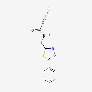 molecular formula C14H12N2OS B2582634 N-[(5-Phenyl-1,3-thiazol-2-yl)methyl]but-2-ynamide CAS No. 2411300-06-4