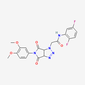 molecular formula C20H17F2N5O5 B2582642 N-(2,5-difluorophenyl)-2-(5-(3,4-dimethoxyphenyl)-4,6-dioxo-4,5,6,6a-tetrahydropyrrolo[3,4-d][1,2,3]triazol-1(3aH)-yl)acetamide CAS No. 1052613-88-3