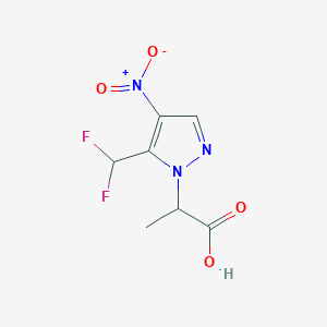 molecular formula C7H7F2N3O4 B2582657 2-[5-(Difluoromethyl)-4-nitropyrazol-1-yl]propanoic acid CAS No. 1946813-25-7